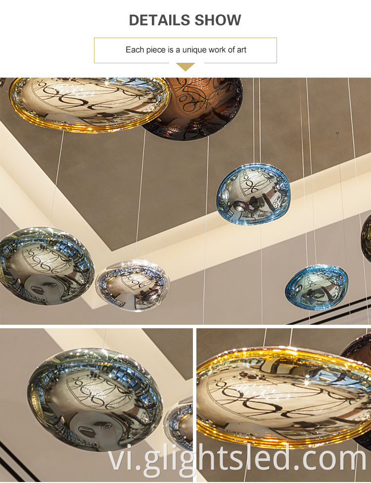 Thiết kế sáng tạo thủy tinh tùy chỉnh quả cầu pha lê tròn sảnh khách sạn đèn chùm hiện đại